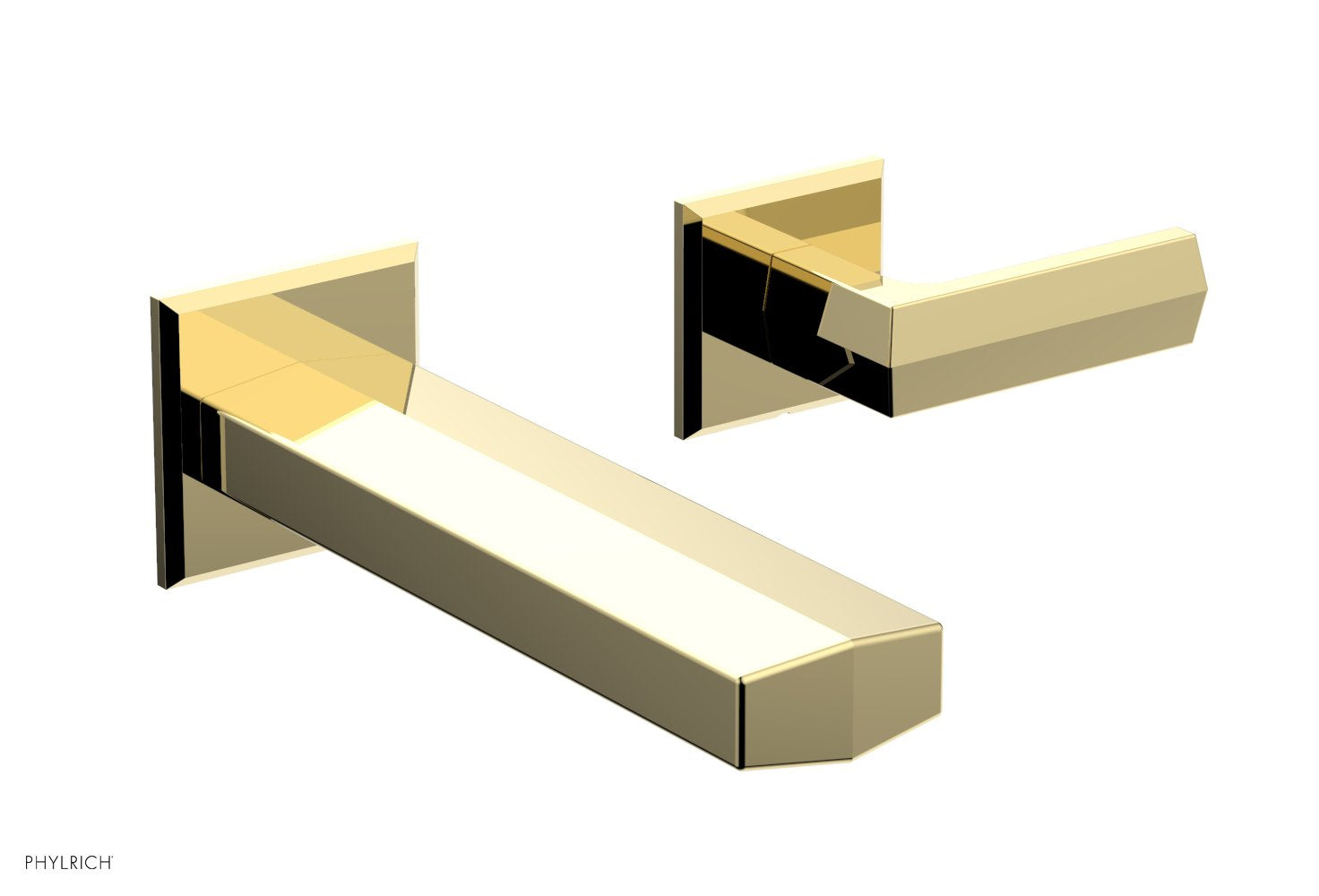 DIAMA Single Handle Wall Lavatory Set   Lever Handles by Phylrich - Satin Brass