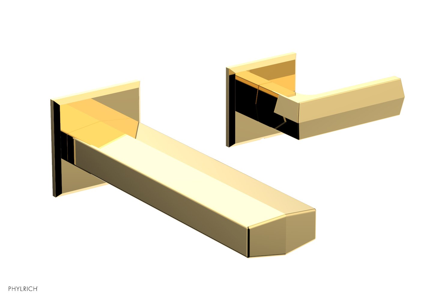 DIAMA Single Handle Wall Lavatory Set   Lever Handles by Phylrich - Polished Gold