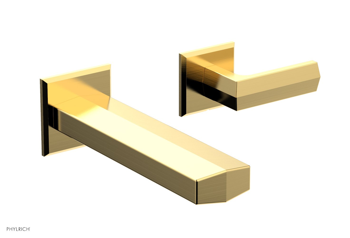 DIAMA Single Handle Wall Lavatory Set   Lever Handles by Phylrich - Satin Gold