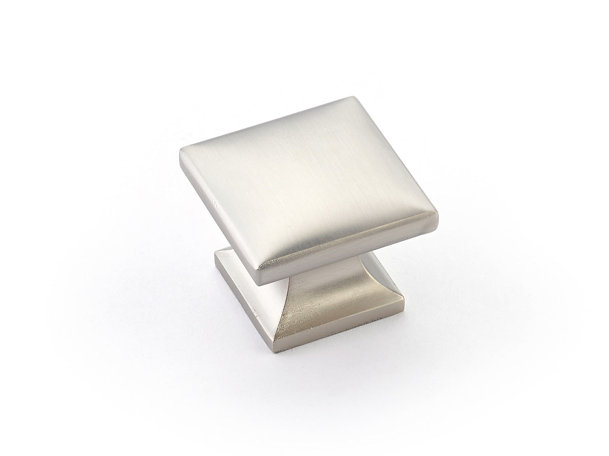 Northport Smooth Square Knob by Schaub - Satin Nickel - New York Hardware