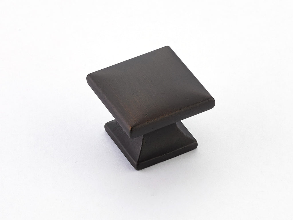 Northport Smooth Square Knob by Schaub - Ancient Bronze - New York Hardware