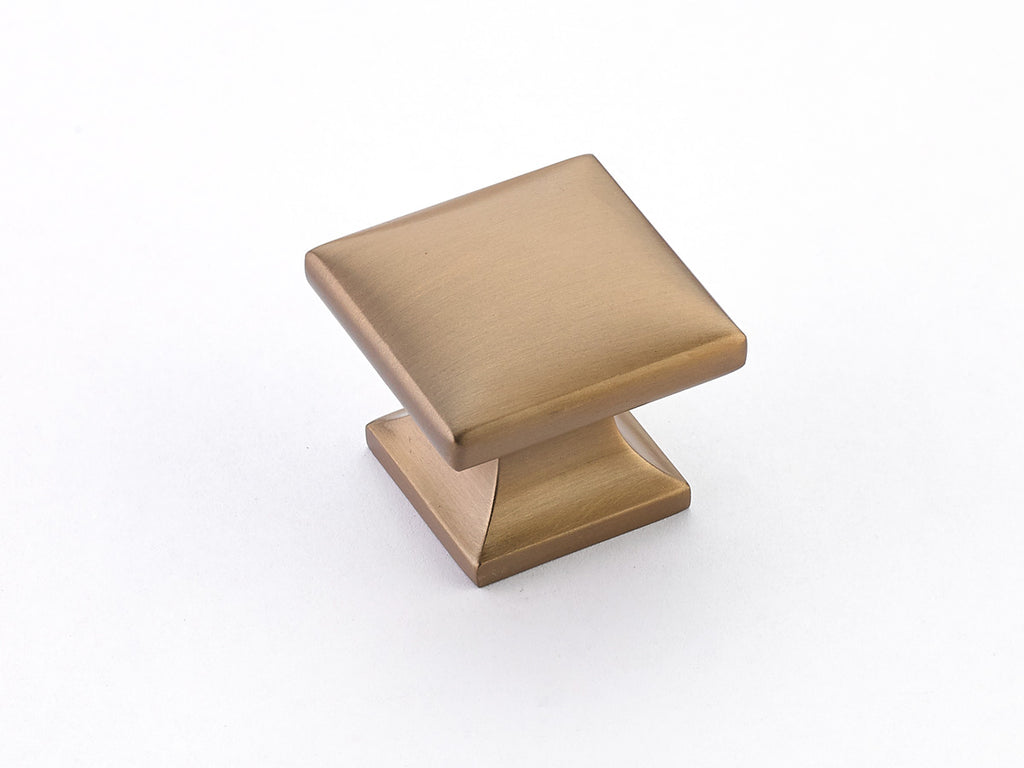 Northport Smooth Square Knob by Schaub - Brushed Bronze - New York Hardware