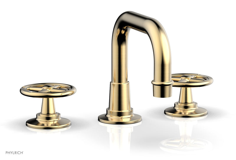 WORKS Widespread Faucet - Low Spout Wheel Cross Handles by Phylrich - New York Hardware