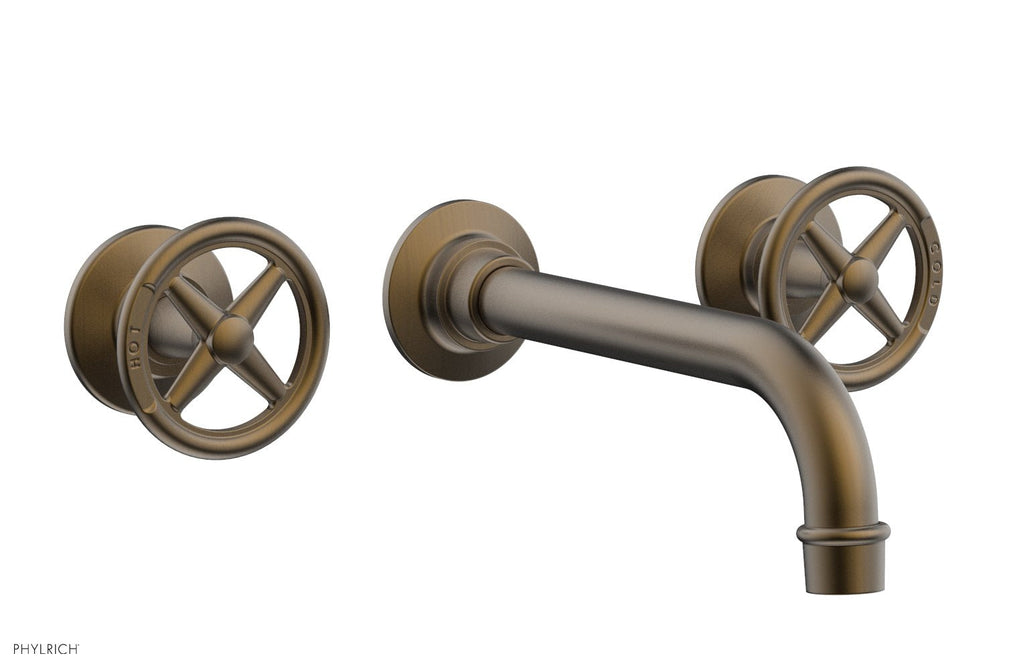 WORKS Wall Tub Set   Cross Handles by Phylrich - Antique Brass