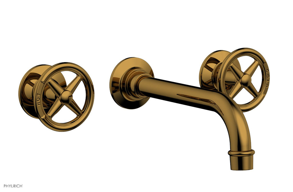 WORKS Wall Tub Set   Cross Handles by Phylrich - Polished Gold