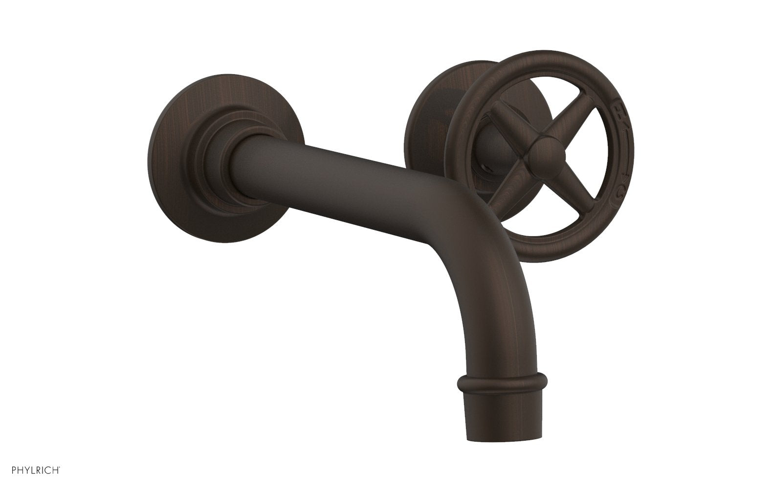 WORKS Single Handle Wall Lavatory Set   Cross Handles by Phylrich - Antique Bronze