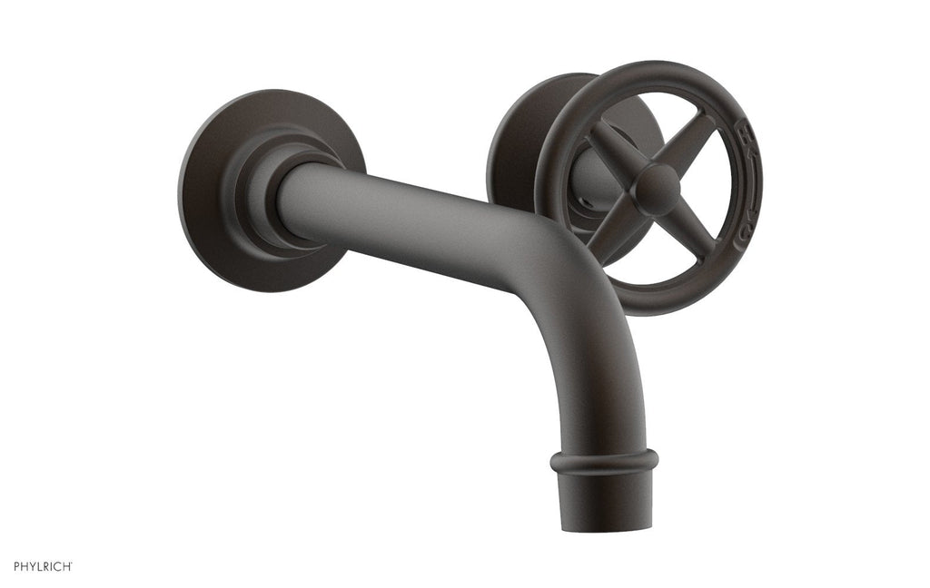 WORKS Single Handle Wall Lavatory Set   Cross Handles by Phylrich - Oil Rubbed Bronze
