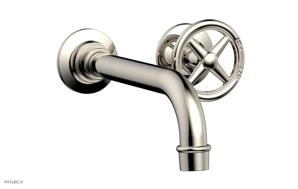 WORKS Single Handle Wall Lavatory Set   Cross Handles by Phylrich - Polished Nickel