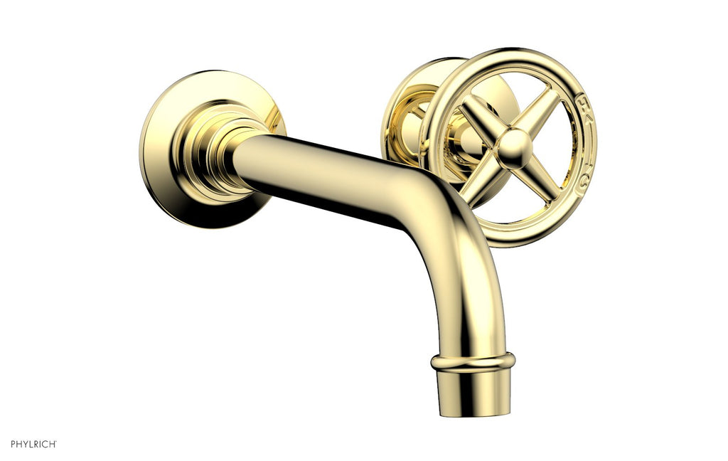WORKS Single Handle Wall Lavatory Set   Cross Handles by Phylrich - Polished Brass