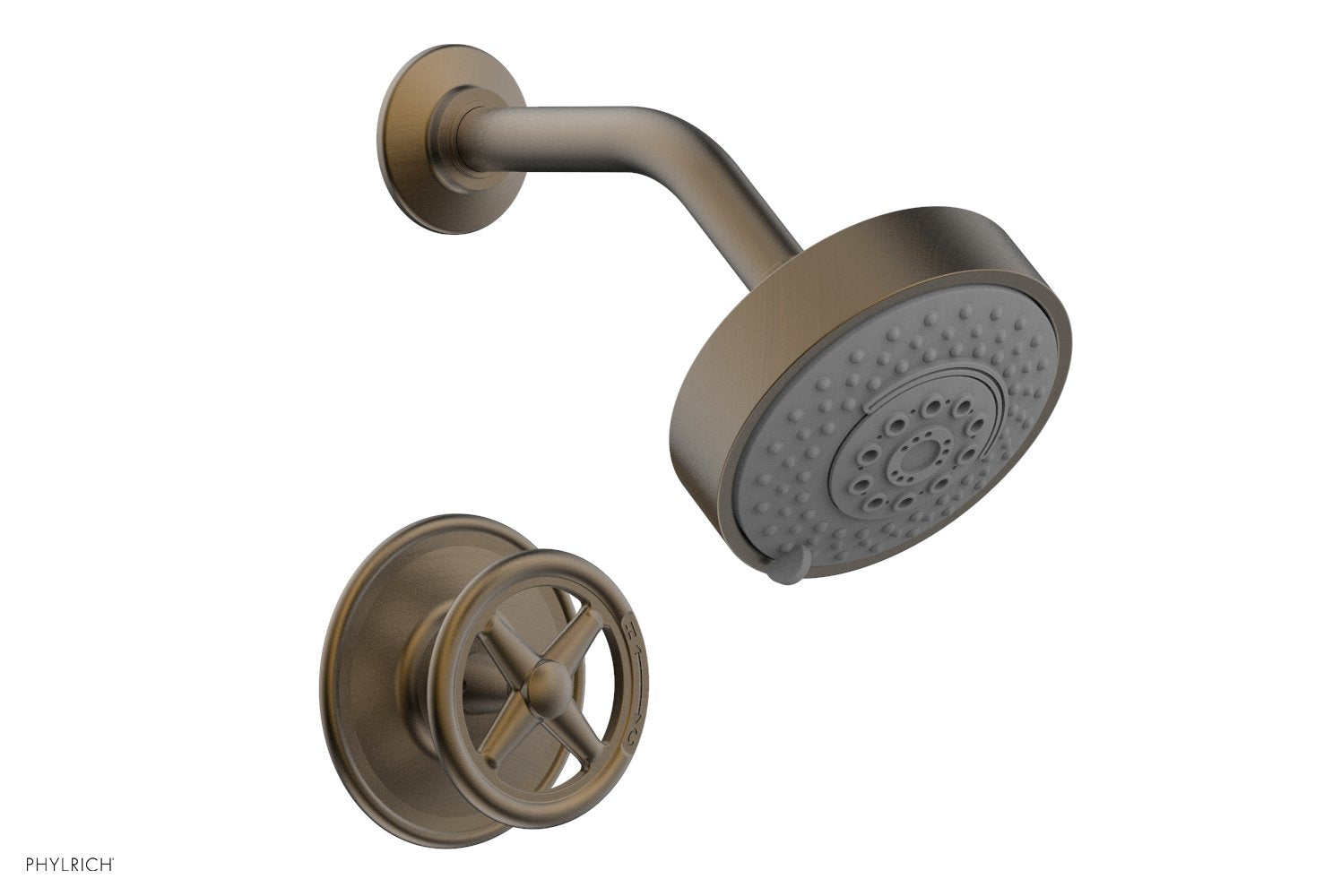WORKS Pressure Balance Shower Set   Cross Handle by Phylrich - Satin Brass