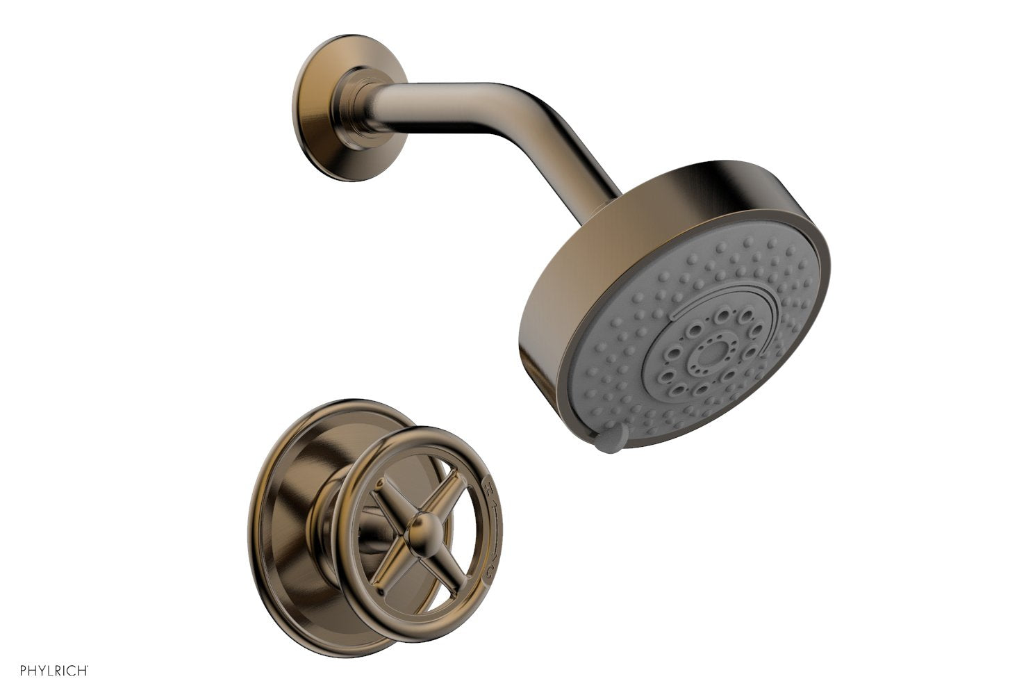 WORKS Pressure Balance Shower Set   Cross Handle by Phylrich - Antique Brass