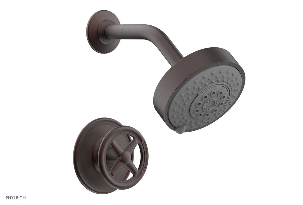 WORKS Pressure Balance Shower Set   Cross Handle by Phylrich - Weathered Copper