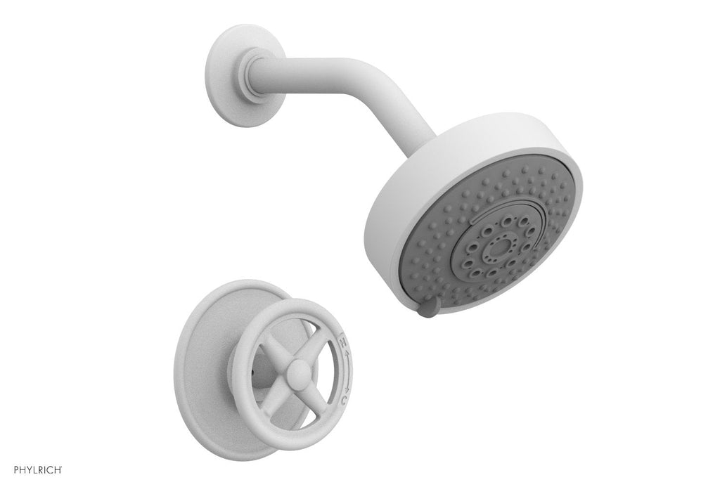 WORKS Pressure Balance Shower Set   Cross Handle by Phylrich - Satin White