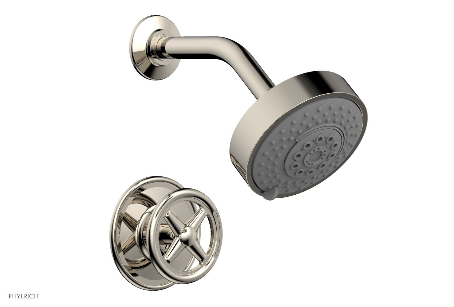 WORKS Pressure Balance Shower Set   Cross Handle by Phylrich - Satin Nickel