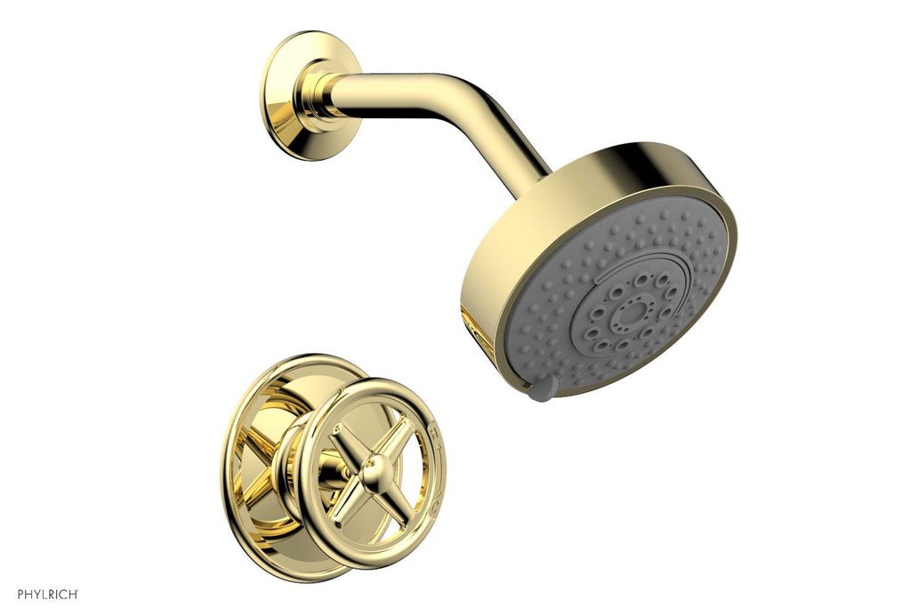 WORKS Pressure Balance Shower Set   Cross Handle by Phylrich - Polished Gold
