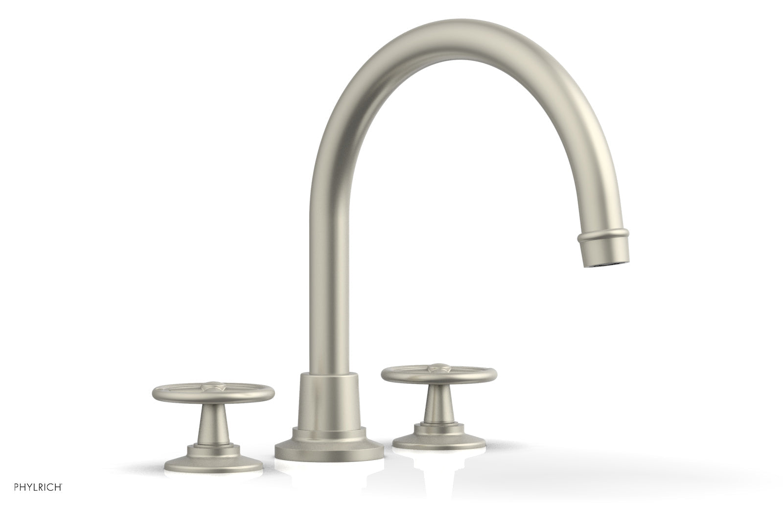 WORKS Deck Tub Set   High Spout Cross Handles by Phylrich - Burnished Nickel