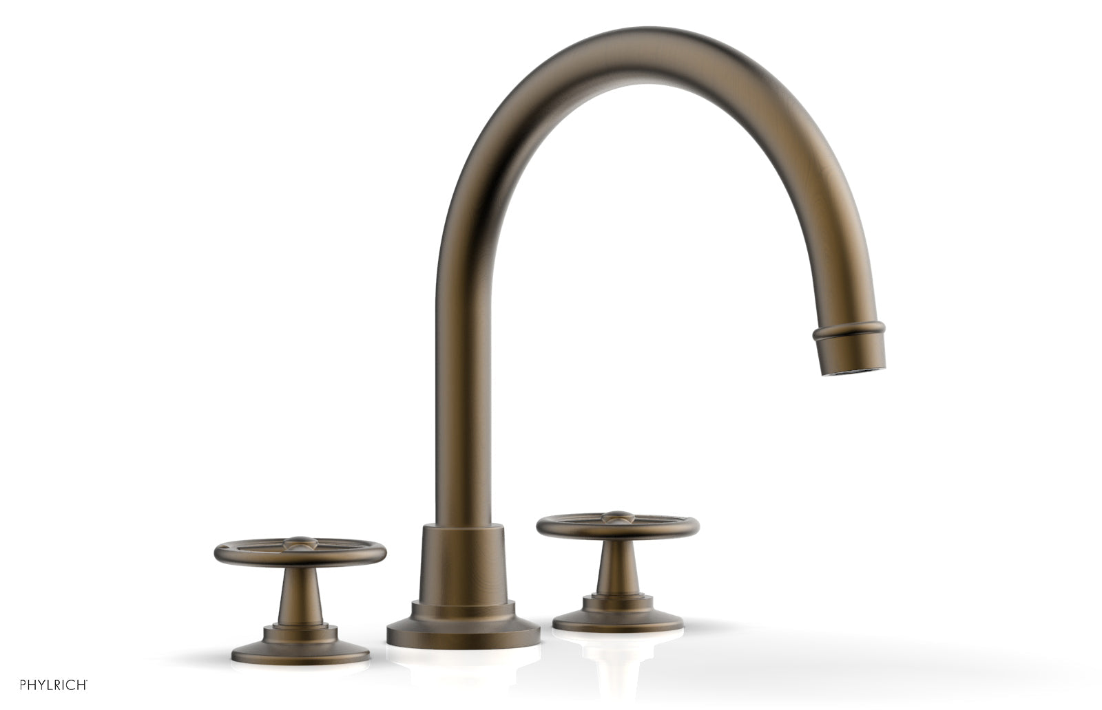 WORKS Deck Tub Set   High Spout Cross Handles by Phylrich - Old English Brass