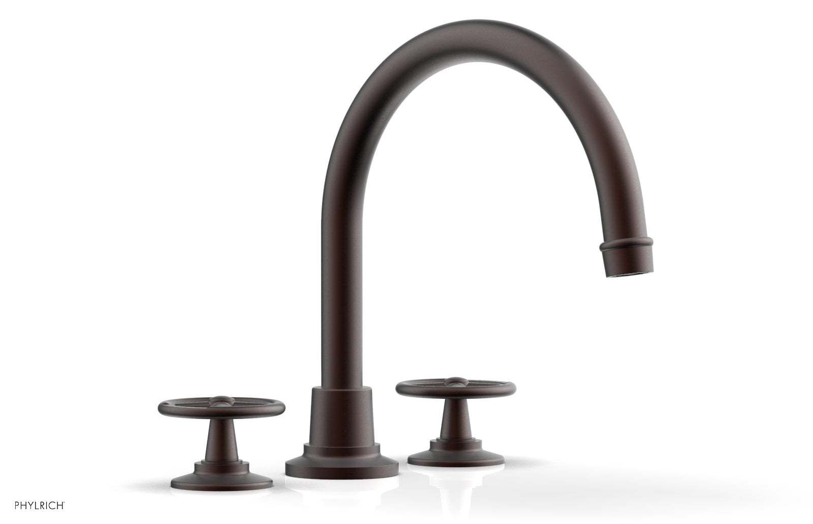 WORKS Deck Tub Set   High Spout Cross Handles by Phylrich - Weathered Copper