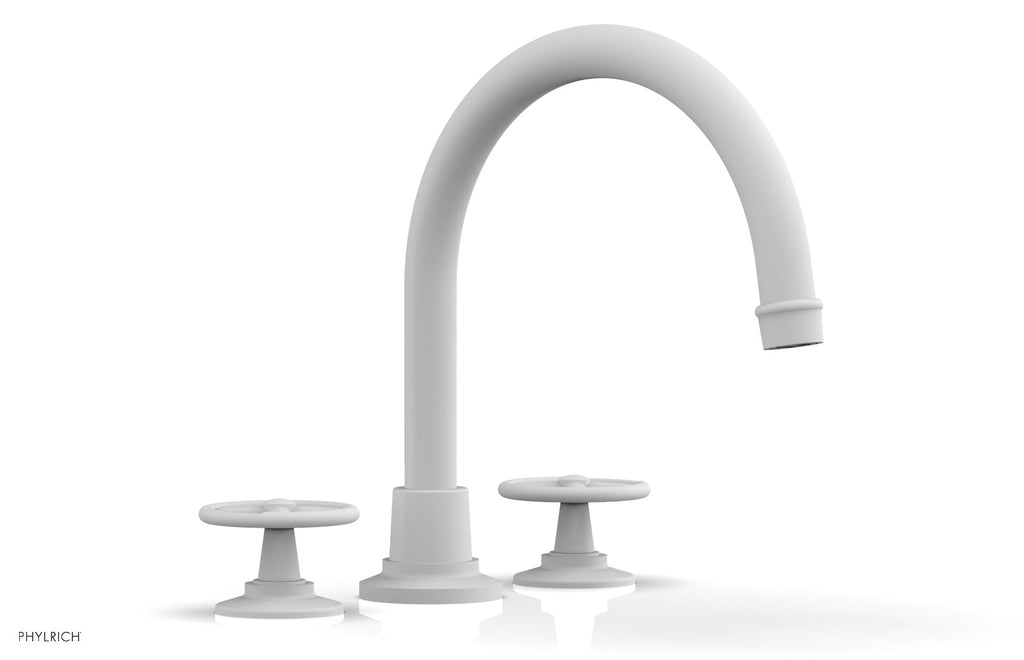 WORKS Deck Tub Set   High Spout Cross Handles by Phylrich - Satin White