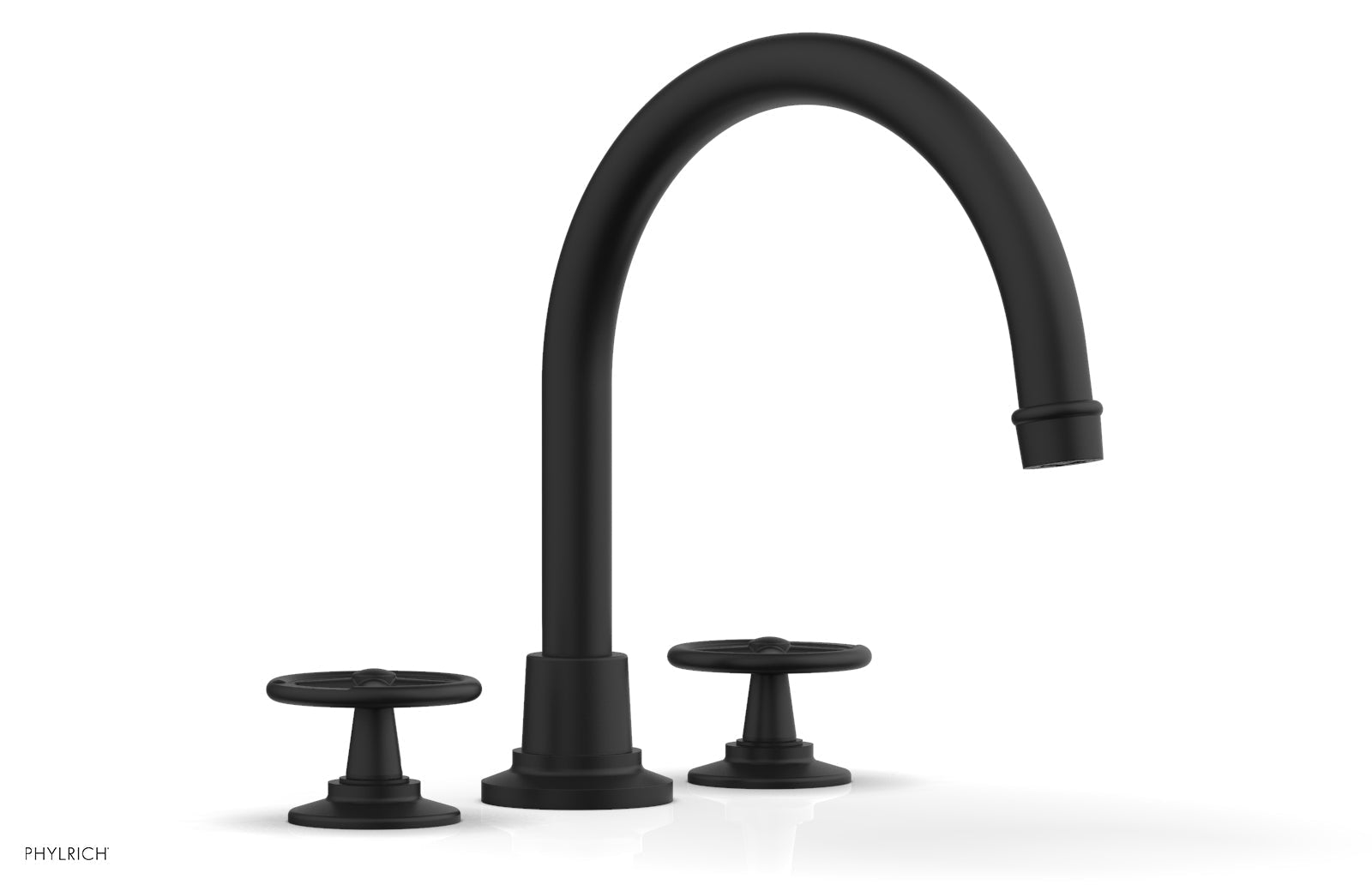 WORKS Deck Tub Set   High Spout Cross Handles by Phylrich - Matte Black