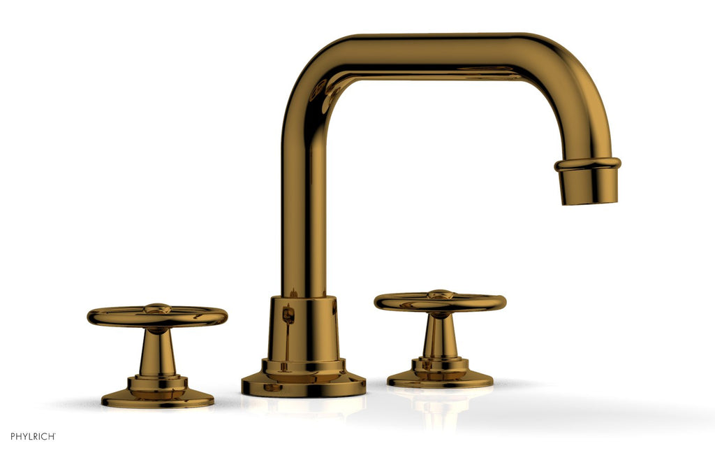 WORKS Deck Tub Set   Cross Handles by Phylrich - Polished Gold