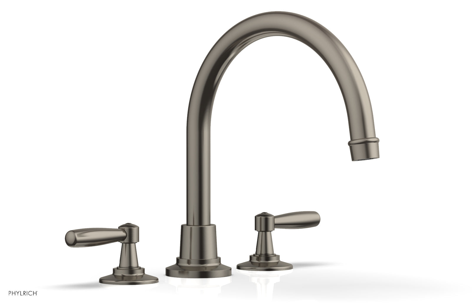 WORKS Deck Tub Set   High Spout Lever Handles by Phylrich - Pewter