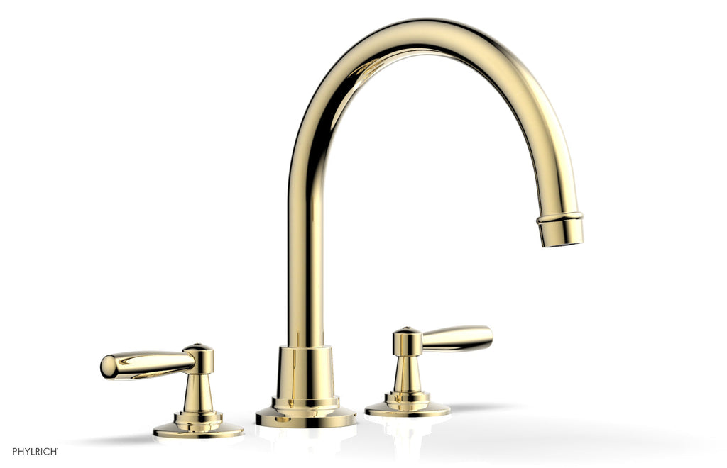 WORKS Deck Tub Set   High Spout Lever Handles by Phylrich - Polished Brass Uncoated