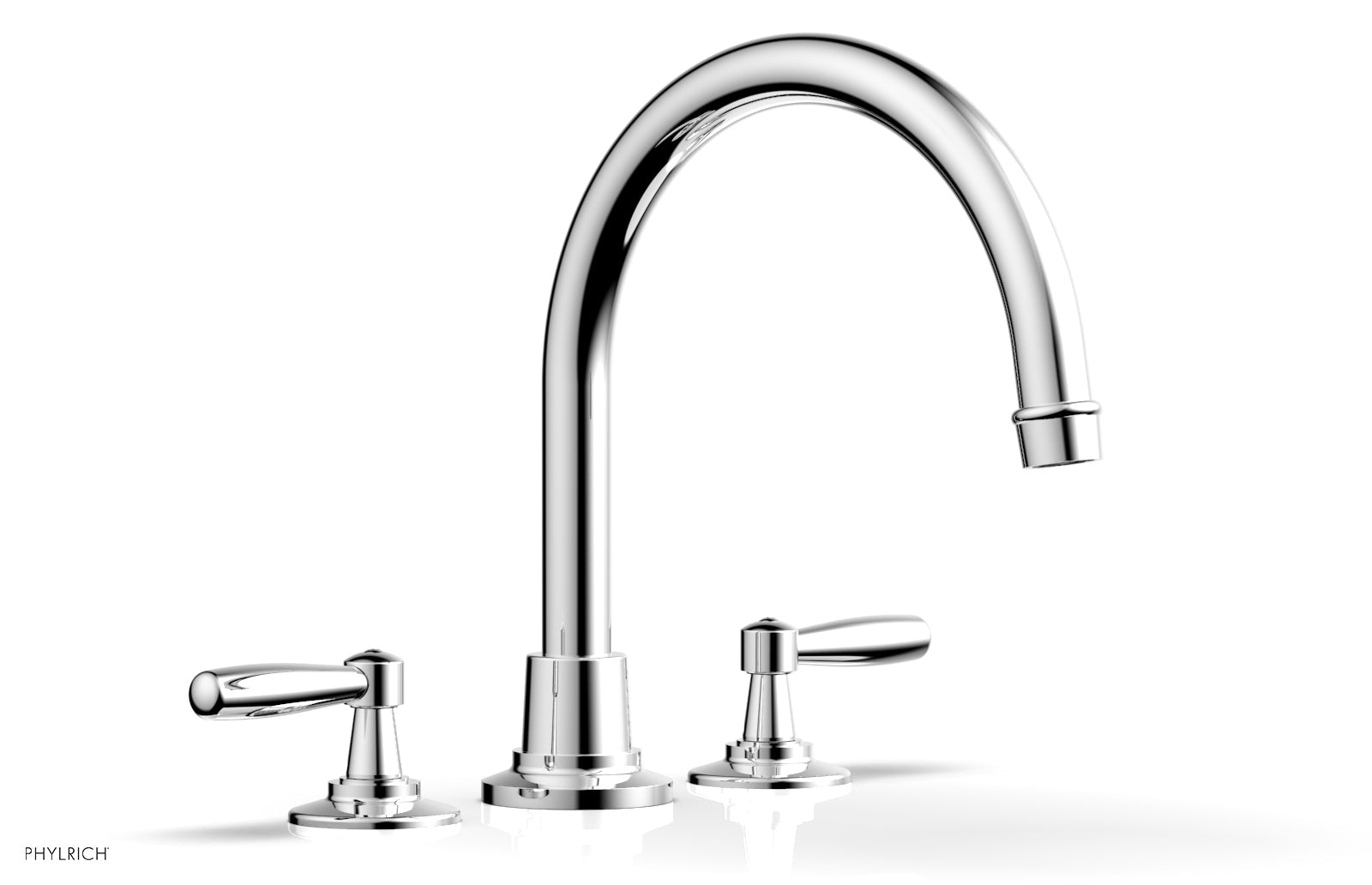 WORKS Deck Tub Set   High Spout Lever Handles by Phylrich - Polished Chrome