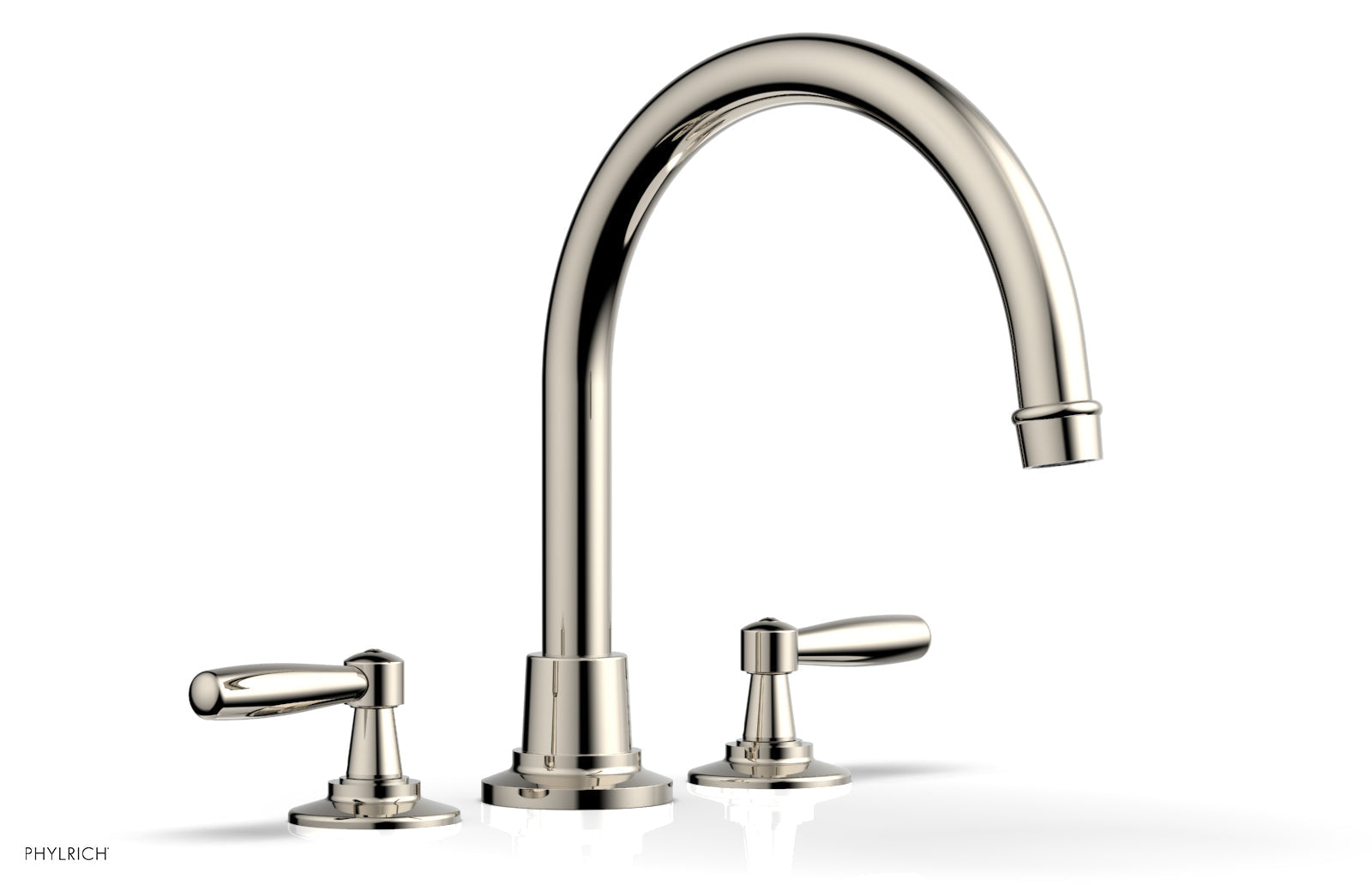 WORKS Deck Tub Set   High Spout Lever Handles by Phylrich - Polished Nickel