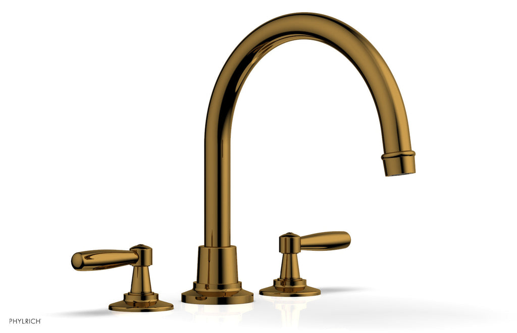 WORKS Deck Tub Set   High Spout Lever Handles by Phylrich - French Brass