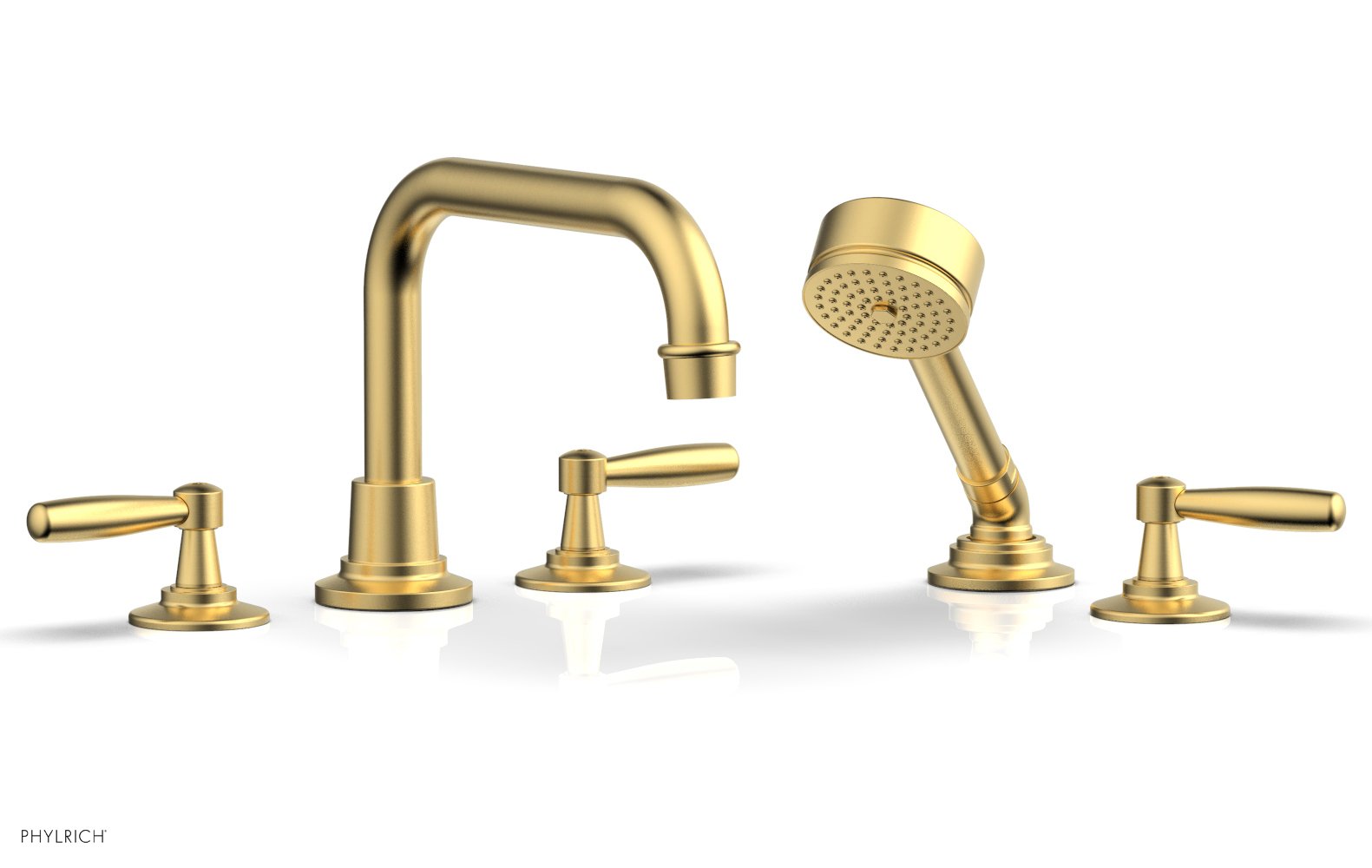 WORKS Deck Tub Set with Hand Shower   Lever Handles by Phylrich - Satin Chrome