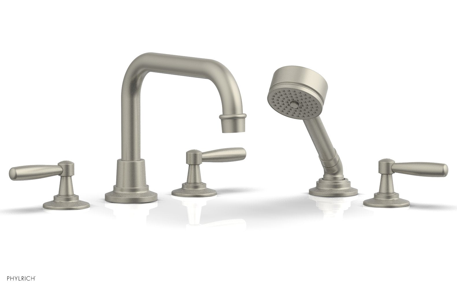 WORKS Deck Tub Set with Hand Shower   Lever Handles by Phylrich - Polished Brass Uncoated