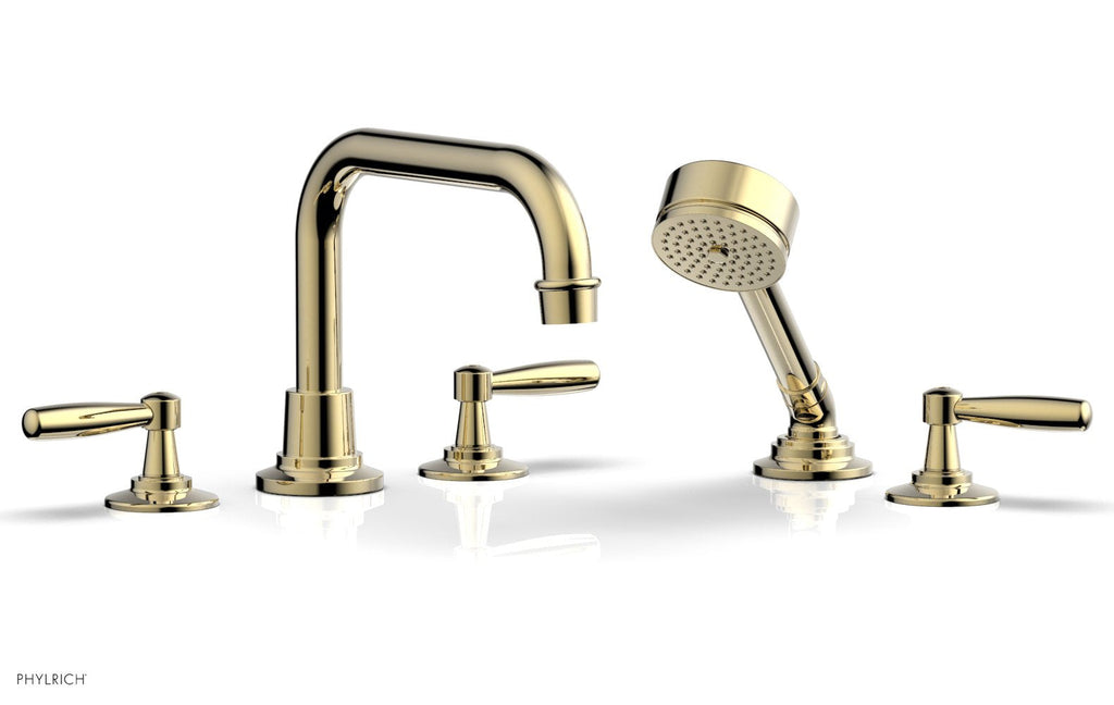 WORKS Deck Tub Set with Hand Shower   Lever Handles by Phylrich - Old English Brass
