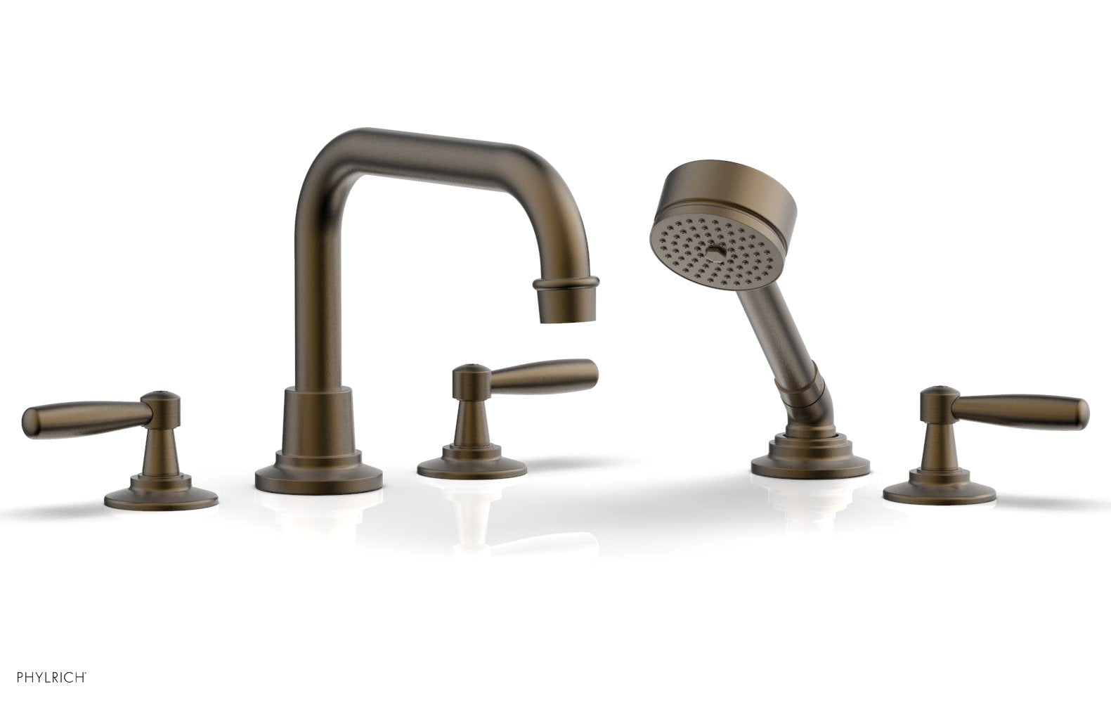 WORKS Deck Tub Set with Hand Shower   Lever Handles by Phylrich - Antique Brass