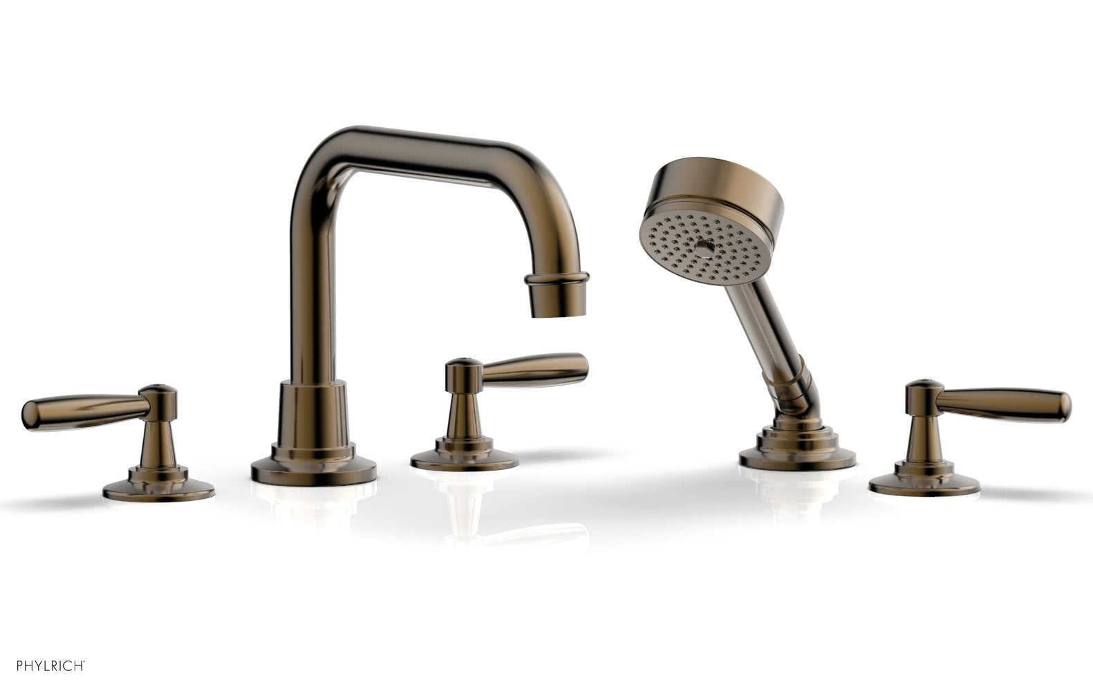 WORKS Deck Tub Set with Hand Shower   Lever Handles by Phylrich - Antique Bronze