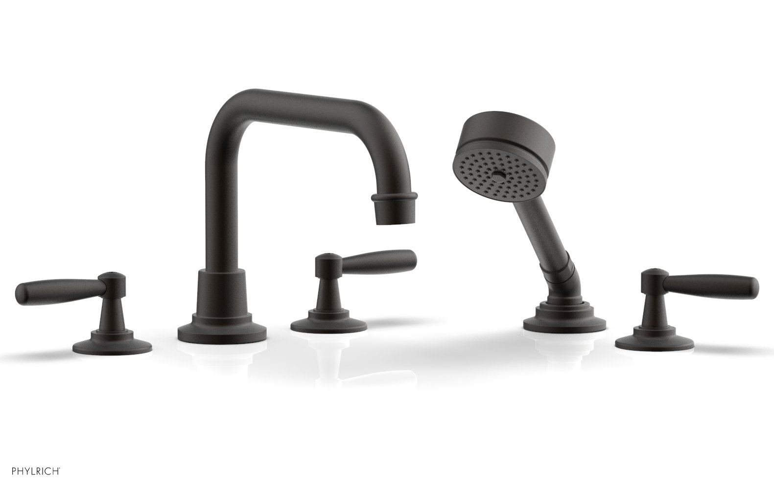 WORKS Deck Tub Set with Hand Shower   Lever Handles by Phylrich - Weathered Copper