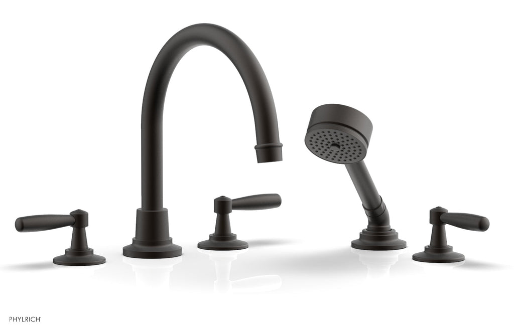 WORKS Deck Tub Set with Hand Shower   High Spout Lever Handles by Phylrich - Oil Rubbed Bronze