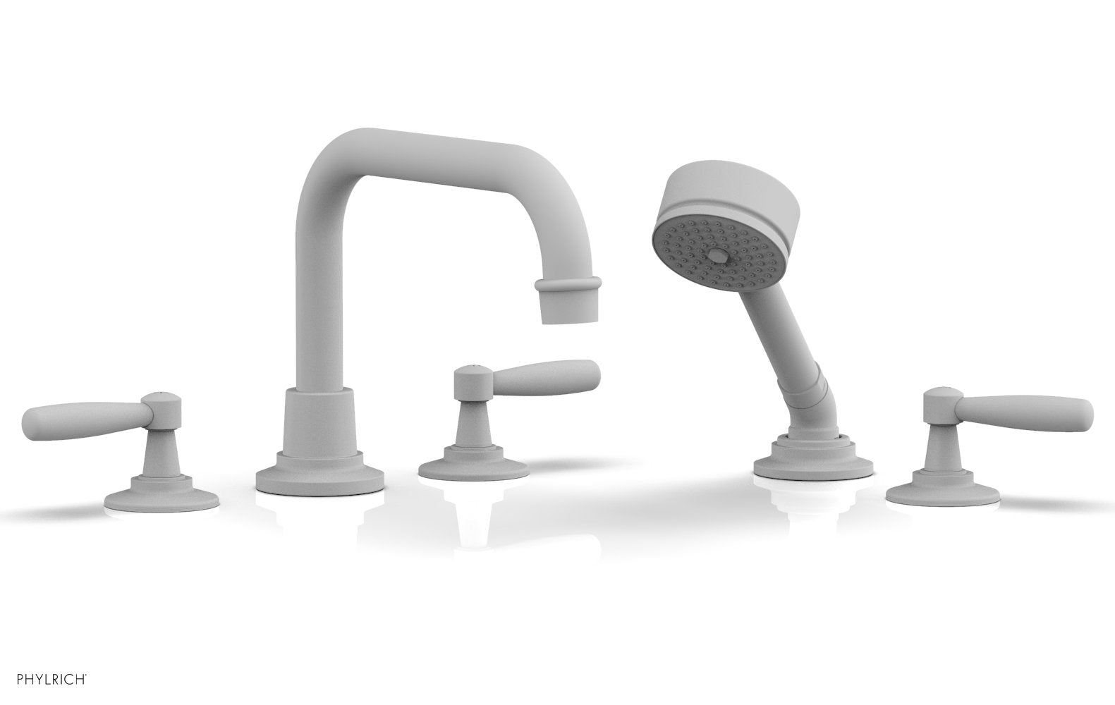 WORKS Deck Tub Set with Hand Shower   Lever Handles by Phylrich - Satin White