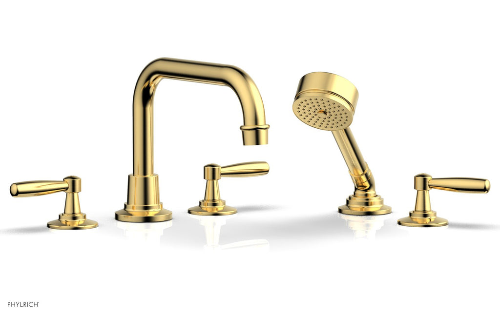 WORKS Deck Tub Set with Hand Shower   Lever Handles by Phylrich - Burnished Gold