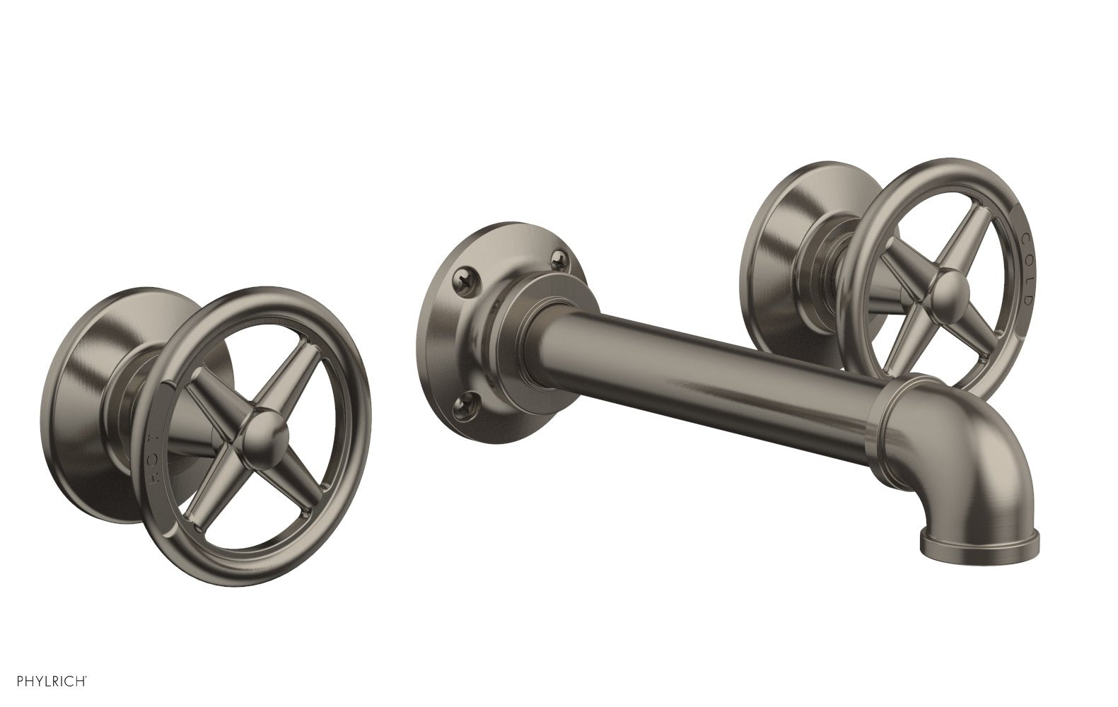 WORKS 2 Wall Lavatory Set   Cross Handles by Phylrich - Pewter