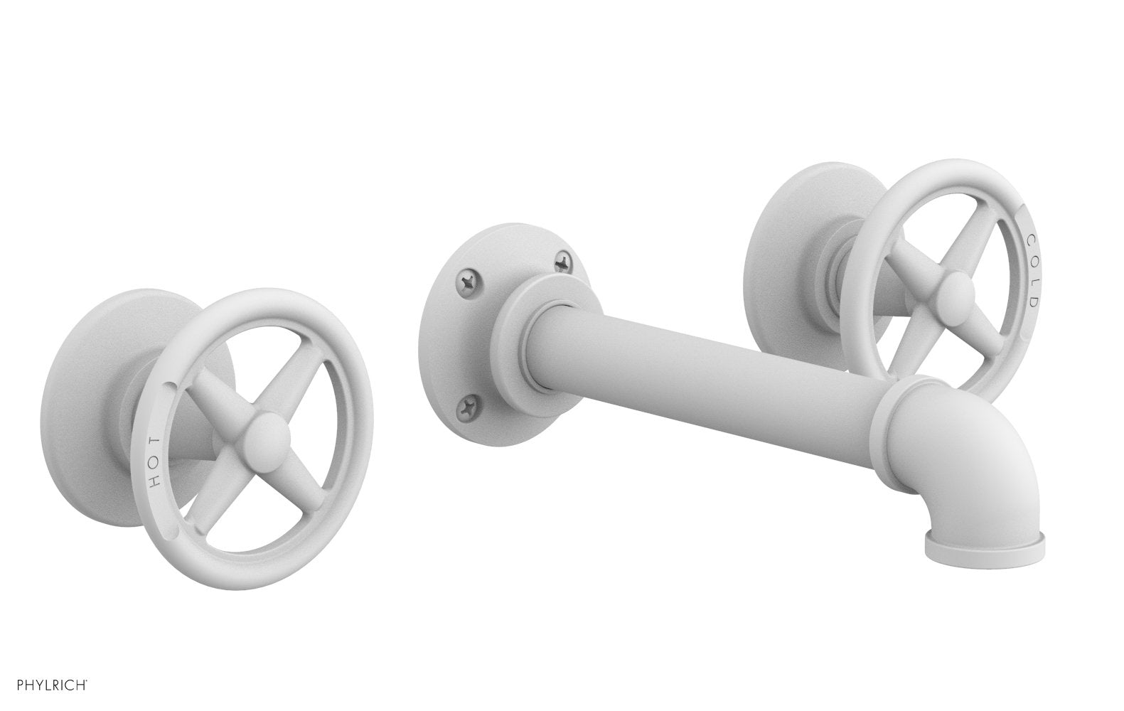 WORKS 2 Wall Lavatory Set   Cross Handles by Phylrich - Satin White