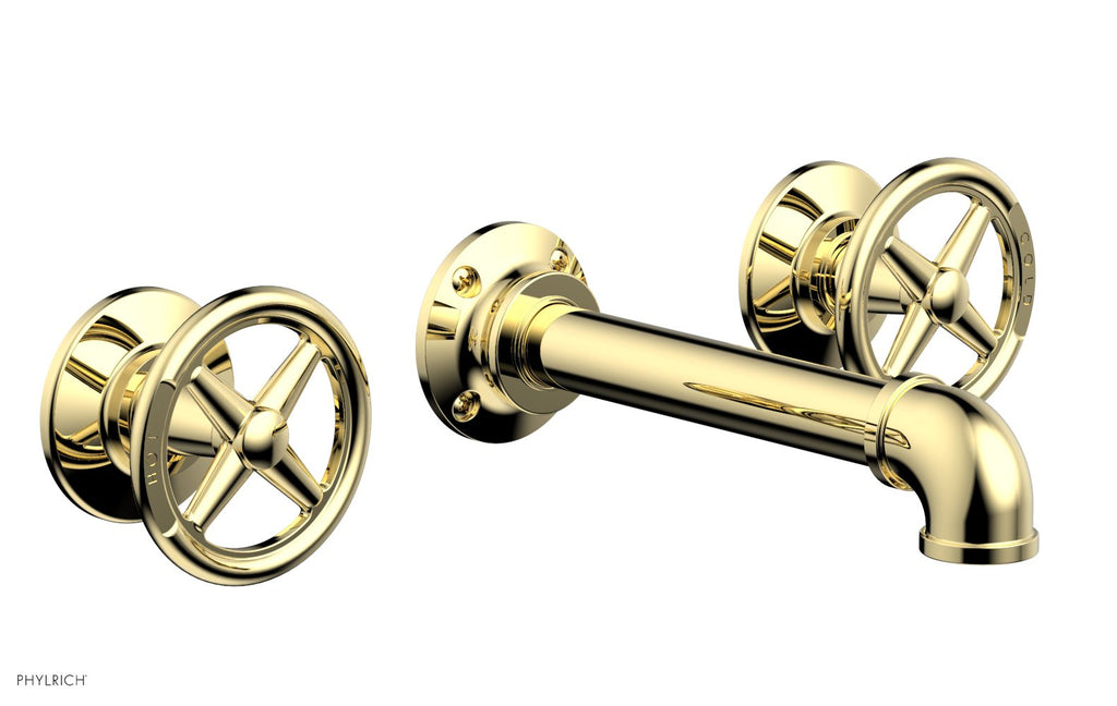 WORKS 2 Wall Lavatory Set   Cross Handles by Phylrich - Polished Brass