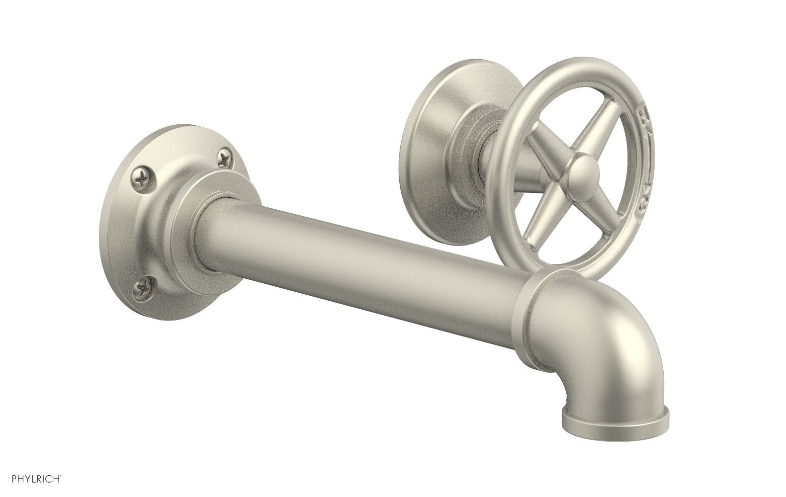 WORKS 2 Single Handle Wall Lavatory Set   Cross Handles by Phylrich - Burnished Nickel