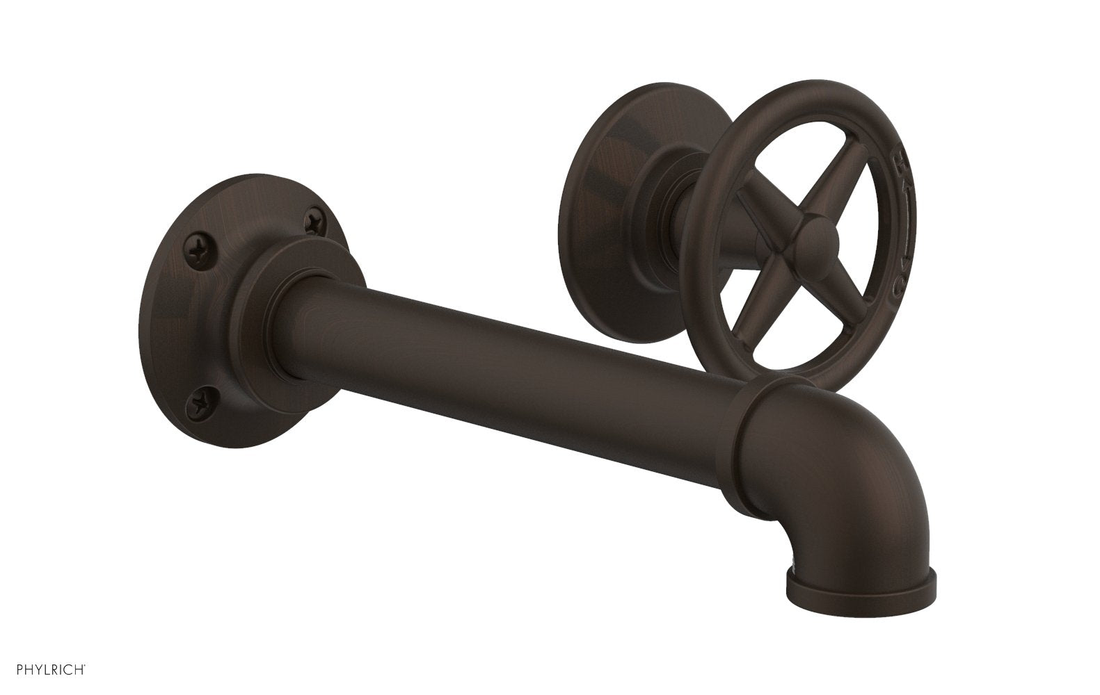 WORKS 2 Single Handle Wall Lavatory Set   Cross Handles by Phylrich - Antique Bronze