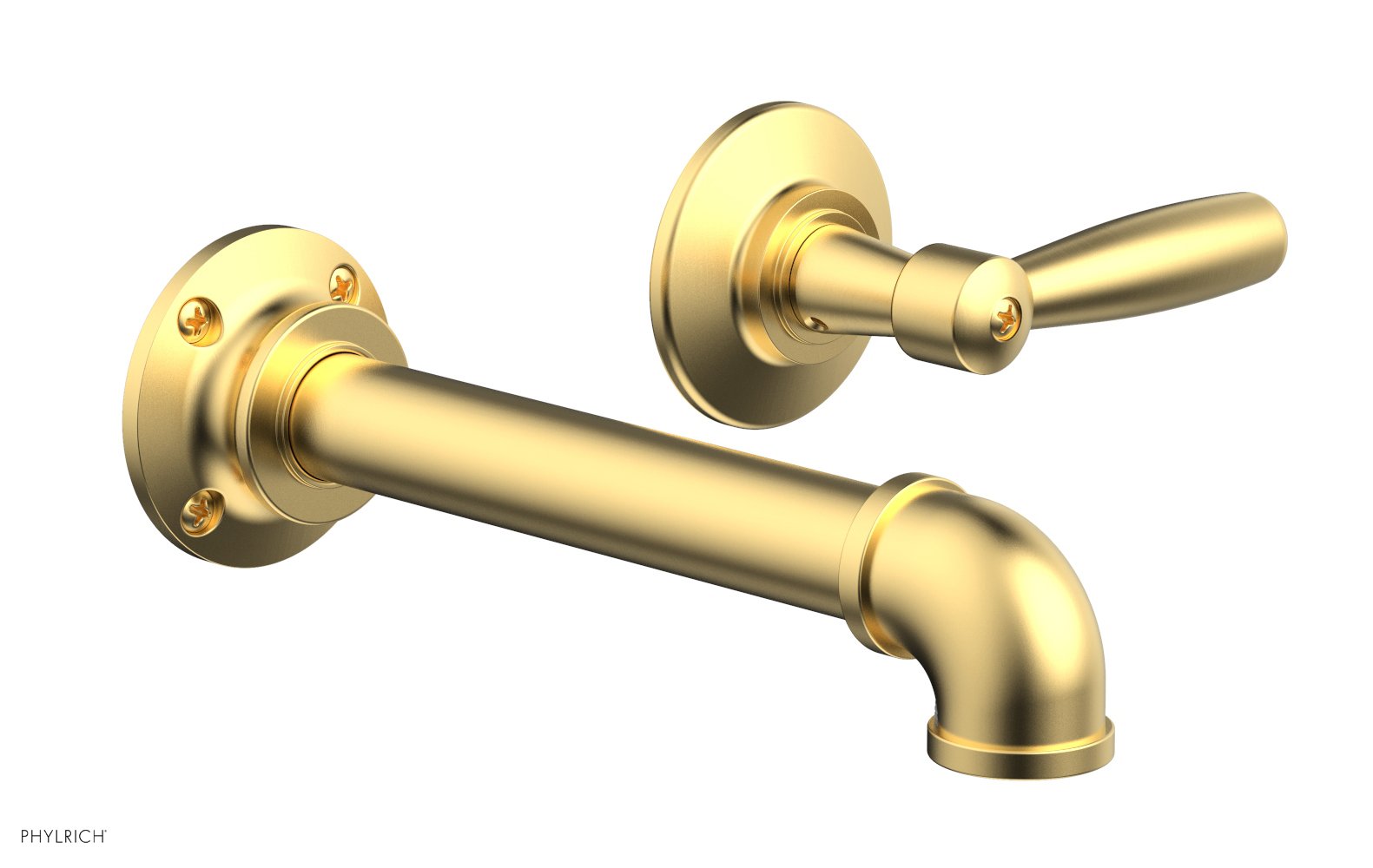 WORKS 2 Single Handle Wall Lavatory Set   Lever Handles by Phylrich - Satin Chrome