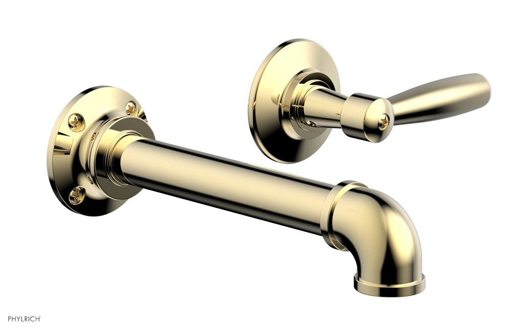 WORKS 2 Single Handle Wall Lavatory Set   Lever Handles by Phylrich - Polished Brass Uncoated