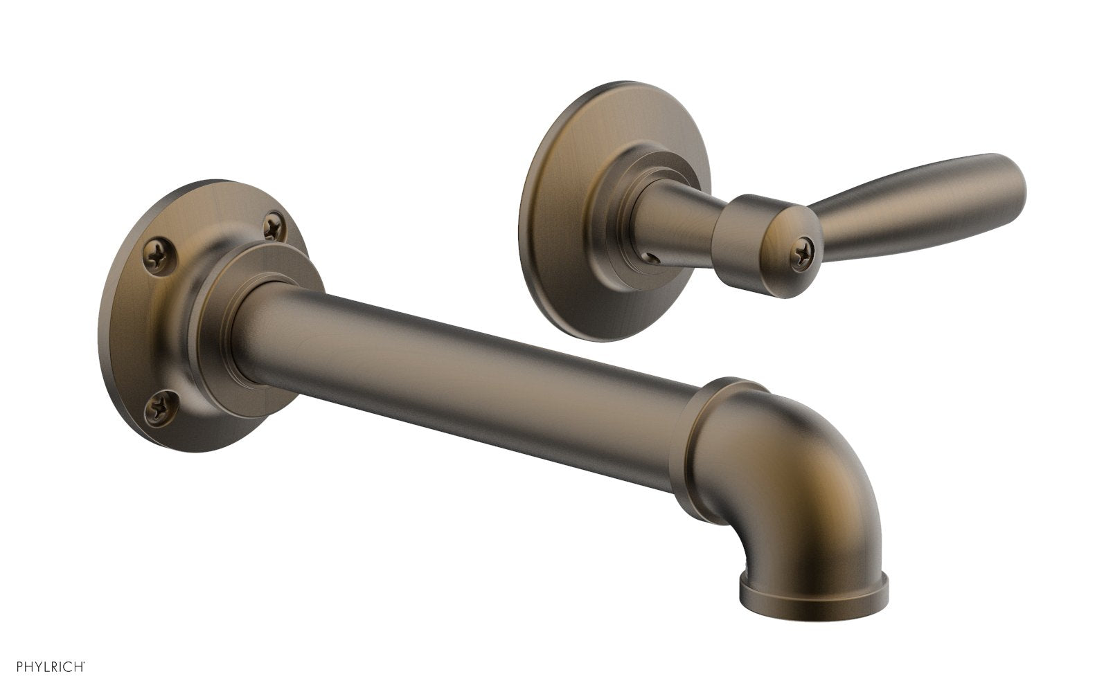 WORKS 2 Single Handle Wall Lavatory Set   Lever Handles by Phylrich - Old English Brass