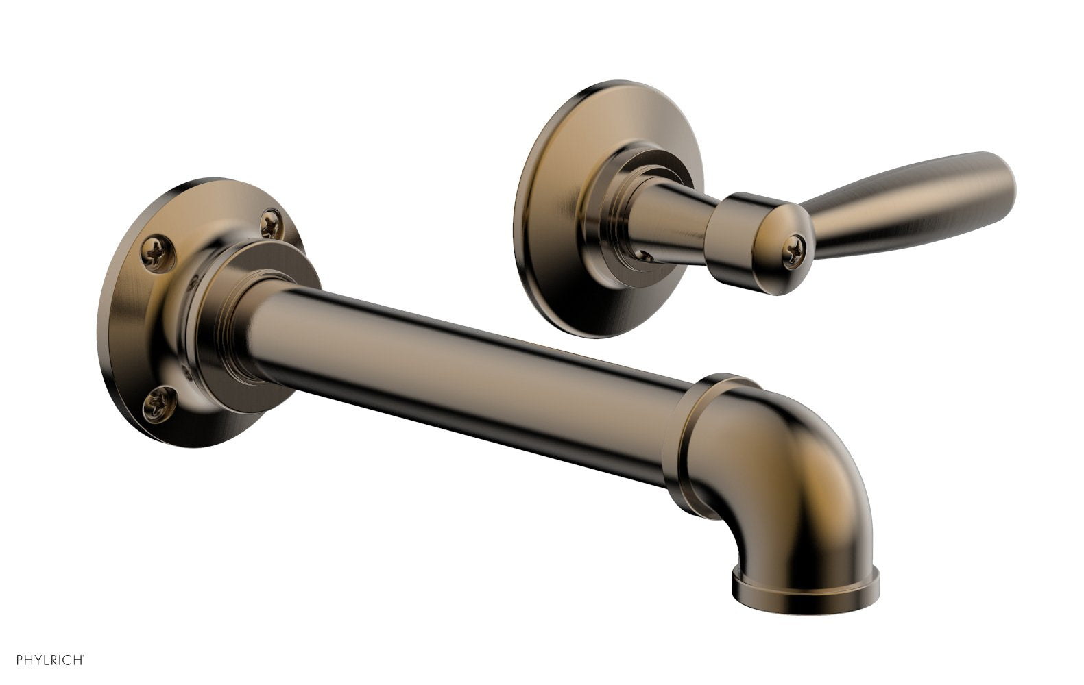 WORKS 2 Single Handle Wall Lavatory Set   Lever Handles by Phylrich - Antique Brass