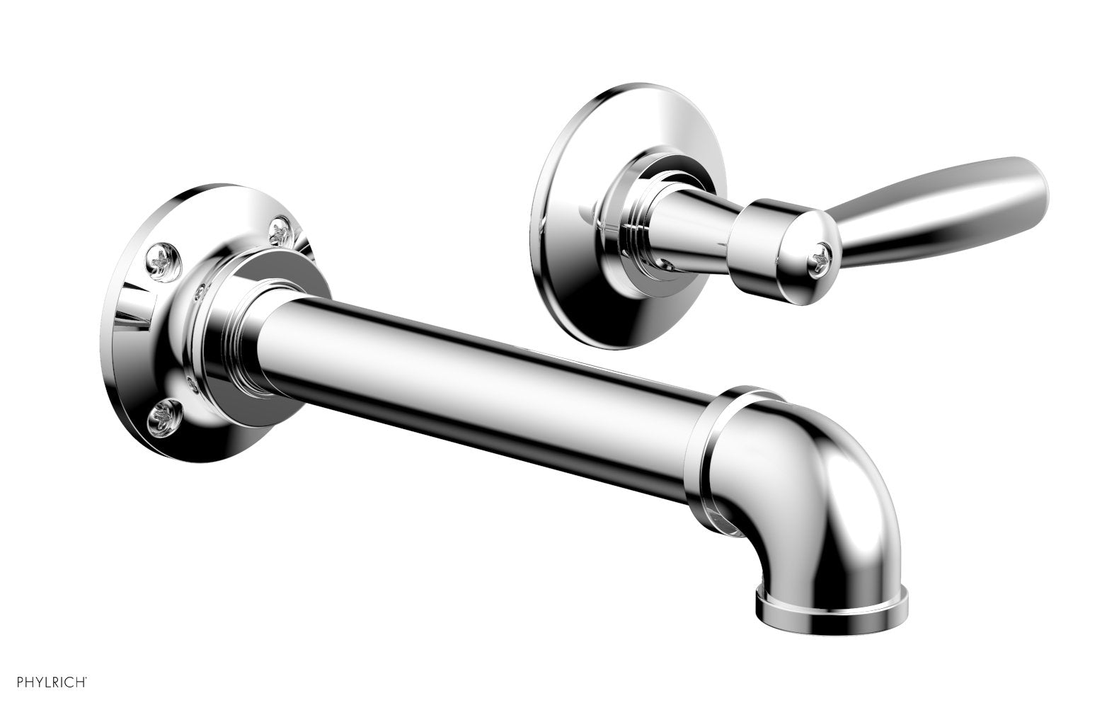 WORKS 2 Single Handle Wall Lavatory Set   Lever Handles by Phylrich - Satin Brass