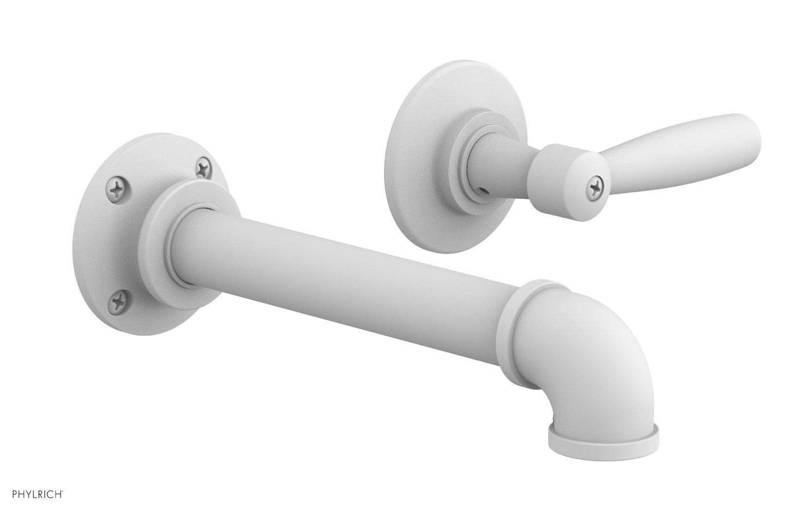 WORKS 2 Single Handle Wall Lavatory Set   Lever Handles by Phylrich - Satin White
